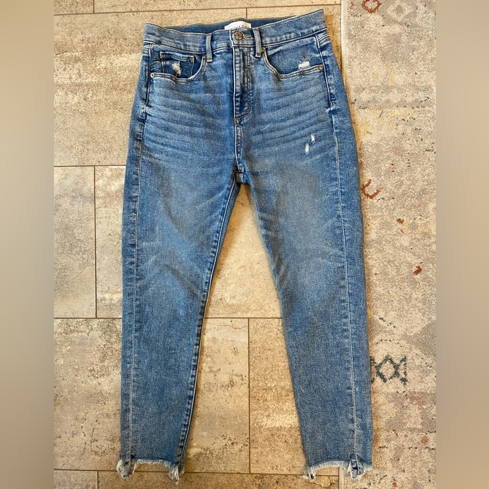 Loft High Rise Raw Hem Skinny Jean
